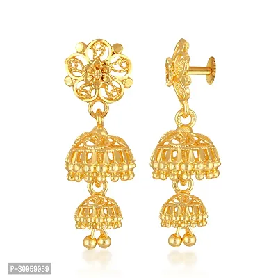 Stylish Golden Brass  Jhumkas Earrings For Women-thumb4