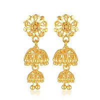 Stylish Golden Brass  Jhumkas Earrings For Women-thumb1