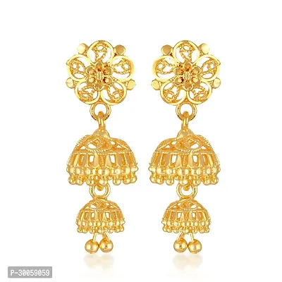 Stylish Golden Brass  Jhumkas Earrings For Women-thumb2