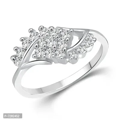 Vighnaharta Classic South Trendy CZ Silver and Rhodium Plated Ring -VFJ1040FRR