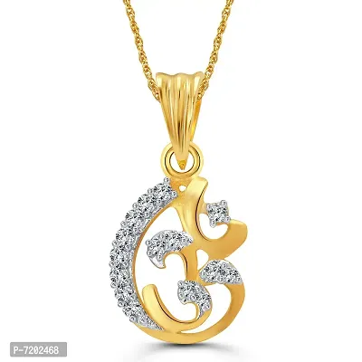 Vighnaharta Omanand (CZ) Gold and Rhodium Plated Pendant - [VFJ1006PG]