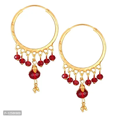 Golden Brass Cubic Zirconia Jhumkas Earrings For Women-thumb0