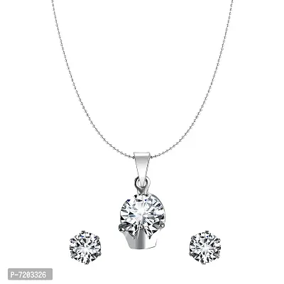 Vighnaharta Daisy Flower Solitaire CZ Gold and Rhodium Plated Alloy Pendant set for Women and Girls -VFJ2015PR-SET