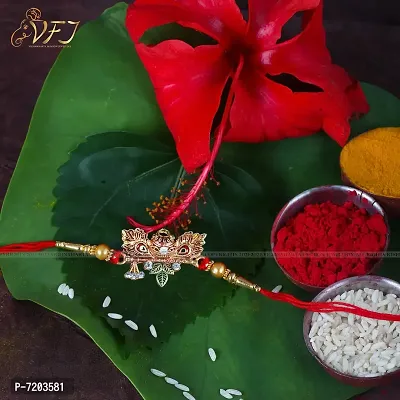 Vighnaharta Dahihandi Gold and Rhodium Plated Alloy Rakhi for Lovely Brother-VFJ1116RKG-thumb2