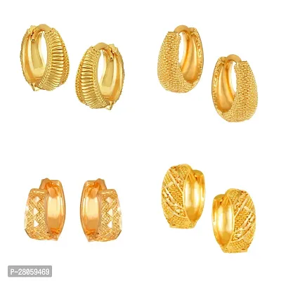 Designer Golden Brass Earrings For Women Pack Of 4-thumb0