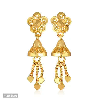 Traditional Golden Brass Beads Jhumkas Earrings For Women-thumb2