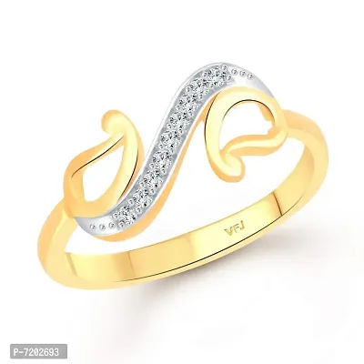 Vighnaharta Shagun cz Gold and Rhodium Plated Alloy Ring for Women and Girls-[VFJ1388FRG9]