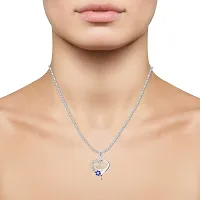 Vighnaharta Valentine gift's Blue Flower Heart Initial LetterV Alphabet CZ Rhodium Plated Alloy Pendant for Women and Girls-[VFJ1257PR]-thumb1