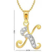 Vighnaharta Valentine Gift Dual Heart Ring with Initial ''K'' Letter Pendant Set Gold and Rhodium Plated Combo-thumb3