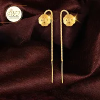 Golden Brass Cubic Zirconia Ear Cuff Earrings For Women-thumb1