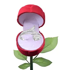 Vighnaharta Valentine's CZ Rhodium Plated Ring with Scented Rose Ring Box for Women and Girls. [Pack of- 1 Ring and 1 Scented Rose]-VFJ1002SCENT-ROSE8-thumb1