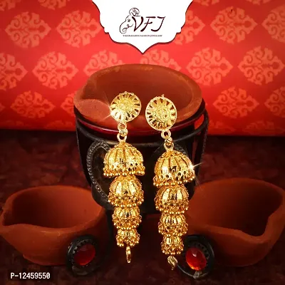 Allure Beautiful Gold Plated push back Jhumki CZ earring for Women and Girls