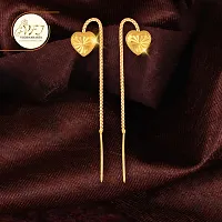 Golden Brass Cubic Zirconia Ear Cuff Earrings For Women-thumb1