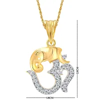 Vighnaharta Om Ganesha (CZ) Gold and Rhodium Plated Pendant - [VFJ1004PG]-thumb1