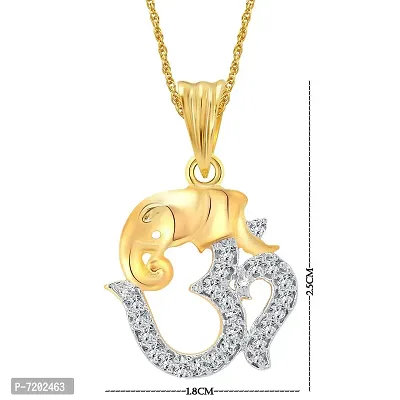 Vighnaharta Om Ganesha (CZ) Gold and Rhodium Plated Pendant - [VFJ1004PG]-thumb2