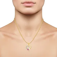 Vighnaharta Valentine Day Gifts Initial N Letter Pendant with Adjustable Ring CZ Gold and Rhodium Plated Jewellery set for Women and Girls.-thumb2