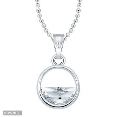 Flying Love Solitaire Key CZ Rhodium Plated Pendant with Chain for Girls-thumb0