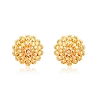 Elegant Golden Brass  Studs Earrings For Women Pack Of 2-thumb2