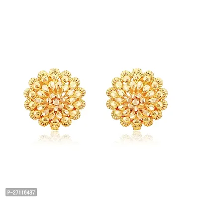 Elegant Golden Brass  Studs Earrings For Women Pack Of 2-thumb3