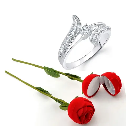 Vighnaharta Valentine's CZ Plated Ring with Scented Ring Box for Women and Girls. [Pack of- 1 Ring and 1 Scented Rose]-VFJ1002SCENT-ROSE8