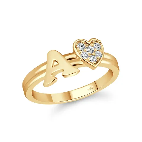 alloy plated Valentine collection Initial '' A'' Letter with heart ring alphabet collection for women and Girls Alloy Cubic Zirconia Plated Ring