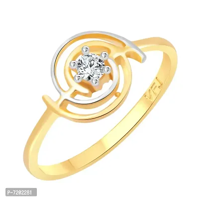 Vighnaharta Circle Solitaire CZ Gold and Rhodium Plated Alloy Fashion Ring for Women and Girls - [VFJ1248FRG16]