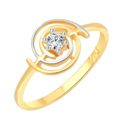 Vighnaharta Circle Solitaire CZ and Plated Alloy Fashion Ring for Women and Girls - [VFJ1248FRG16]