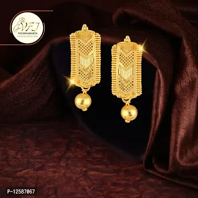 Golden Brass Cubic Zirconia Jhumkas Earrings For Women-thumb2