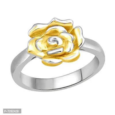 Vighnaharta Yellow Rose Rhodium Plated Ring - [VFJ1137FRR16]