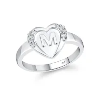 Vighnaharta cz alloy Rhodium plated Valentine collection Initial '' M '' Letter in heart ring alphabet collection with Scented Velvet Rose Ring Box for women and girls and your Valentine.-thumb3