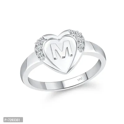 Vighnaharta cz alloy Rhodium plated Valentine collection Initial '' M '' Letter in heart ring alphabet collection with Scented Velvet Rose Ring Box for women and girls and your Valentine.-thumb4