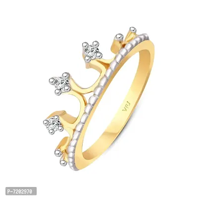 VFJ VIGHNAHARTA FASHION JEWELLERY Stone Gold And Rhodium Plated Alloy and Cubic Zirconia Empire Crown Ring for Women  Girls (Yellow)