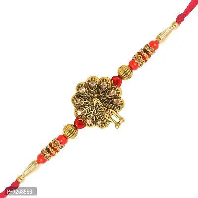 Vighnaharta Mayur Gold and Rhodium Plated Alloy Rakhi for Lovely Brother-VFJ1117RKG