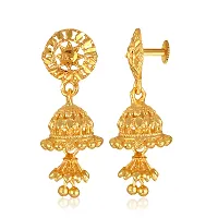 Traditional Golden Brass Beads Jhumkas Earrings For Women-thumb3