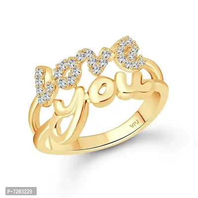 Vighnaharta Valentine Message Love (CZ) Gold Plated Ring - (VFJ1591FRG9)-thumb0