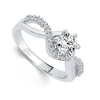 Vighnaharta Way of Life Solitaire CZ Silver and Rhodium Plated Ring -VFJ1032FRR-thumb1