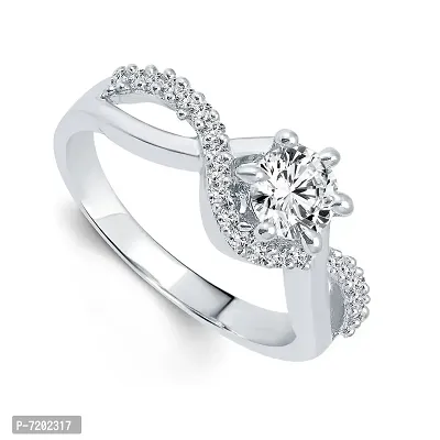 Vighnaharta Way of Life Solitaire CZ Silver and Rhodium Plated Ring -VFJ1032FRR-thumb2