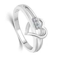 Vighnaharta Valentine Gift Heart and Soul CZ Silver and Rhodium Plated Ring -VFJ1049FRR-thumb1