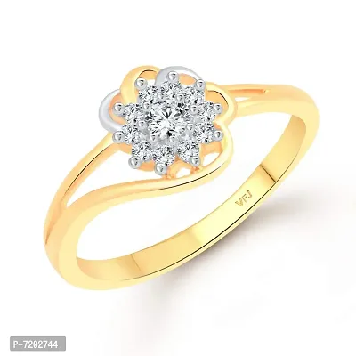 Vighnaharta Nice Floret cz Gold and Rhodium Plated Alloy Ring for Women and Girls-[VFJ1391FRG12]