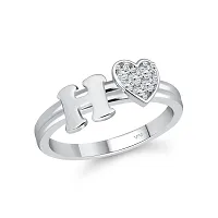 Vighnaharta cz alloy Rhodium plated Valentine collection Initial '' H '' Letter with heart ring alphabet collection with Scented Velvet Rose Ring Box for women and girls and your Valentine.-thumb1