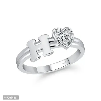 Vighnaharta cz alloy Rhodium plated Valentine collection Initial '' H '' Letter with heart ring alphabet collection with Scented Velvet Rose Ring Box for women and girls and your Valentine.-thumb2