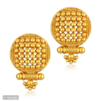 Golden Brass  Studs Earrings For Women