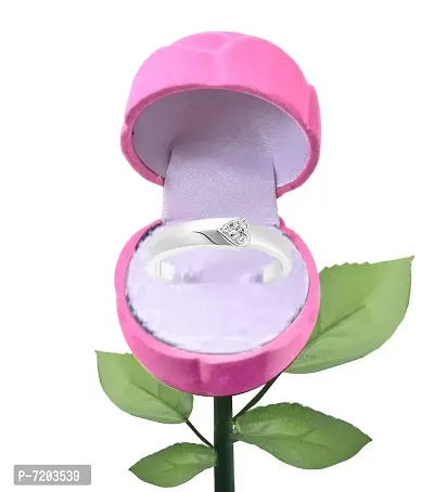 Vighnaharta Simply Heart Band CZ Rhodium Plated Alloy Ring with PROSE Ring Box for Women and Girls - [VFJ1194ROSE-PINK14]-thumb0