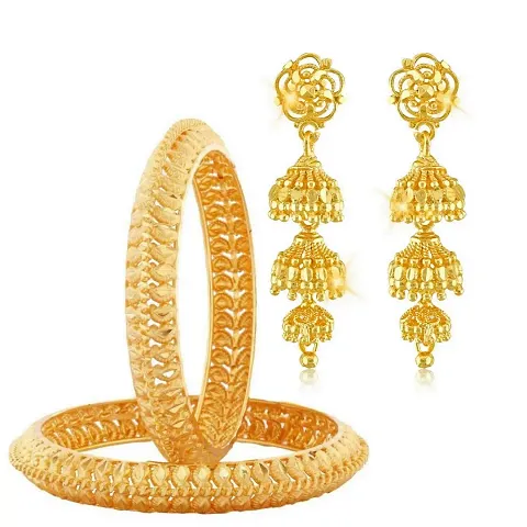 Plated Brass Bangles with Earrings Combo