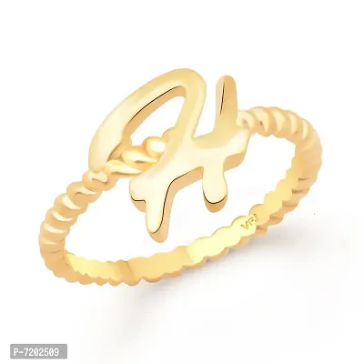 Vighnaharta Spiral Ring Shank H Letter Gold Plated Alloy Finger Ring for Women and Girls - [VFJ1308FRG13]