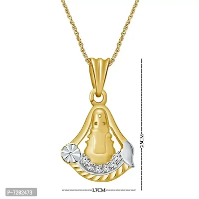 Vighnaharta Venkateshwara (CZ) Gold and Rhodium Plated Pendant - [VFJ1011PG]