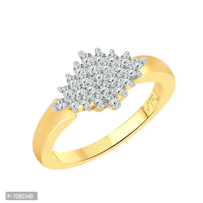 Vighnaharta Beautiful Rhombus Shape CZ Gold and Rhodium Plated Alloy Fashion Ring for Women and Girls - [VFJ1247FRG16]