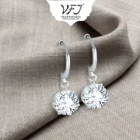 Stylish Silver Brass Cubic Zirconia Studs Earrings For Women-thumb2