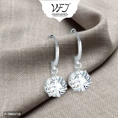 Stylish Silver Brass Cubic Zirconia Studs Earrings For Women-thumb3