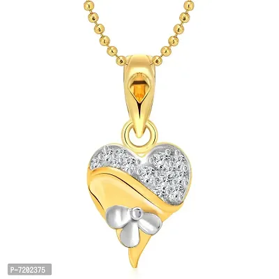 Vighnaharta Flory Heart CZ Gold and Rhodium Plated Pendant for Women